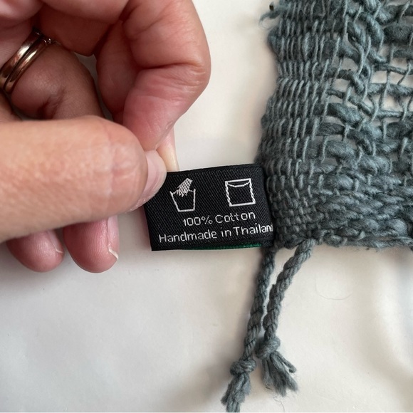 Marquet Free Weave Charcoal Scarf Shawl Hand Dyed Loose Knit Woven 100% Cotton - Picture 4 of 7